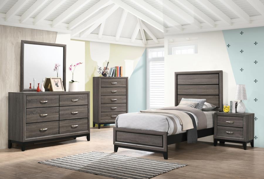 Watson Grey Twin Bed 4 Pc Set - furniture place usa