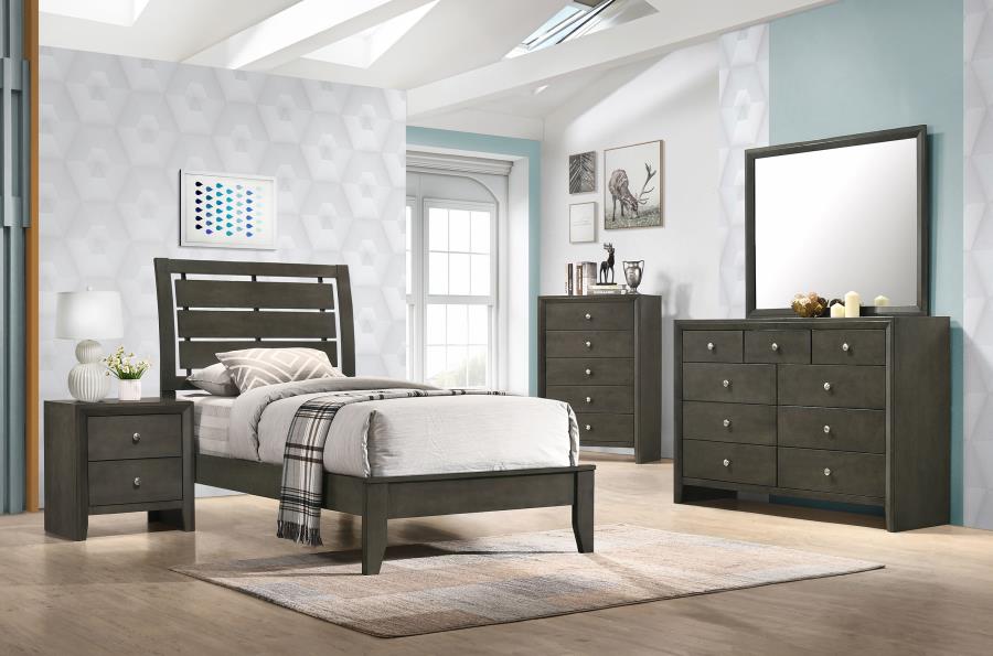 Serenity Grey Twin Bed 4 Pc Set - furniture place usa