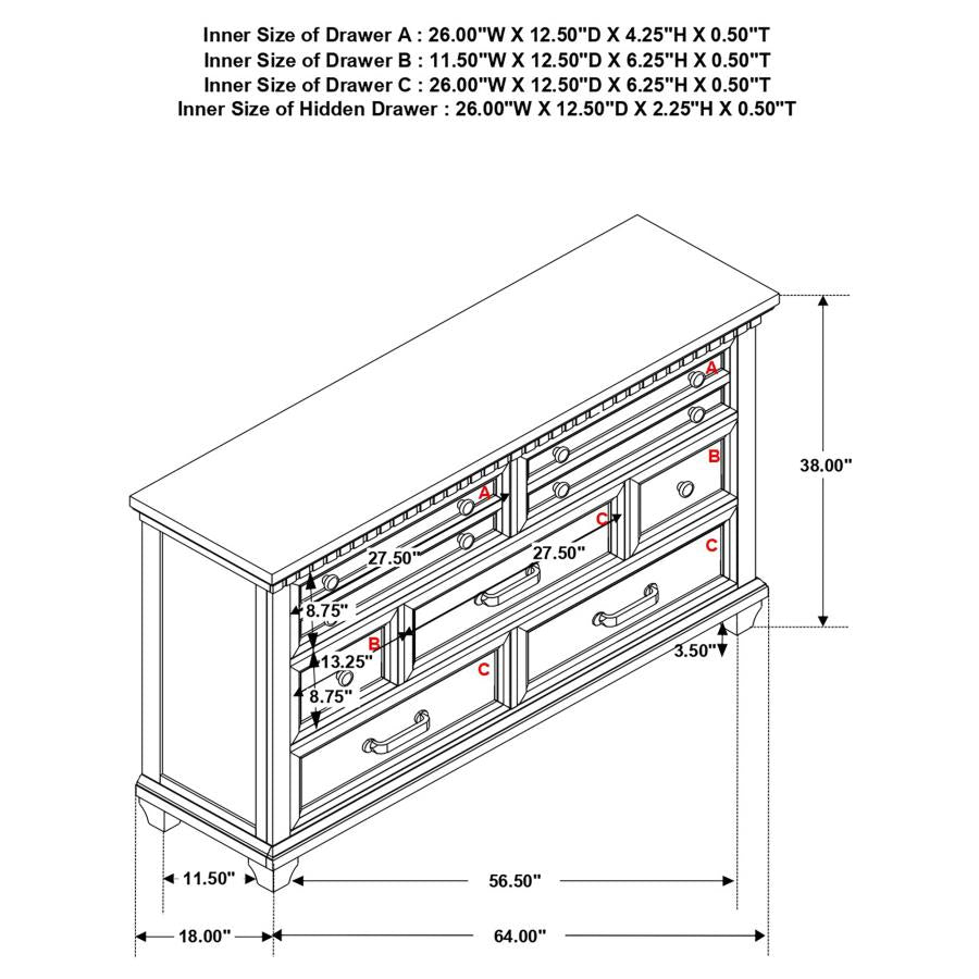 Bennington Brown Dresser - furniture place usa