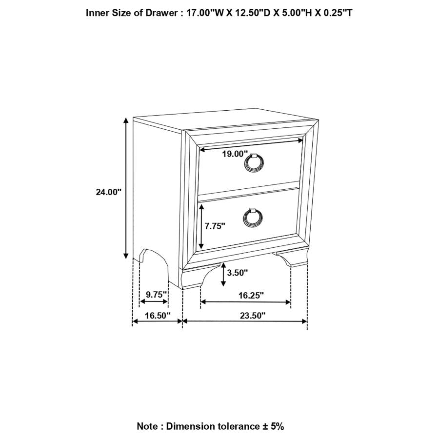 Salford Silver Nightstand - furniture place usa