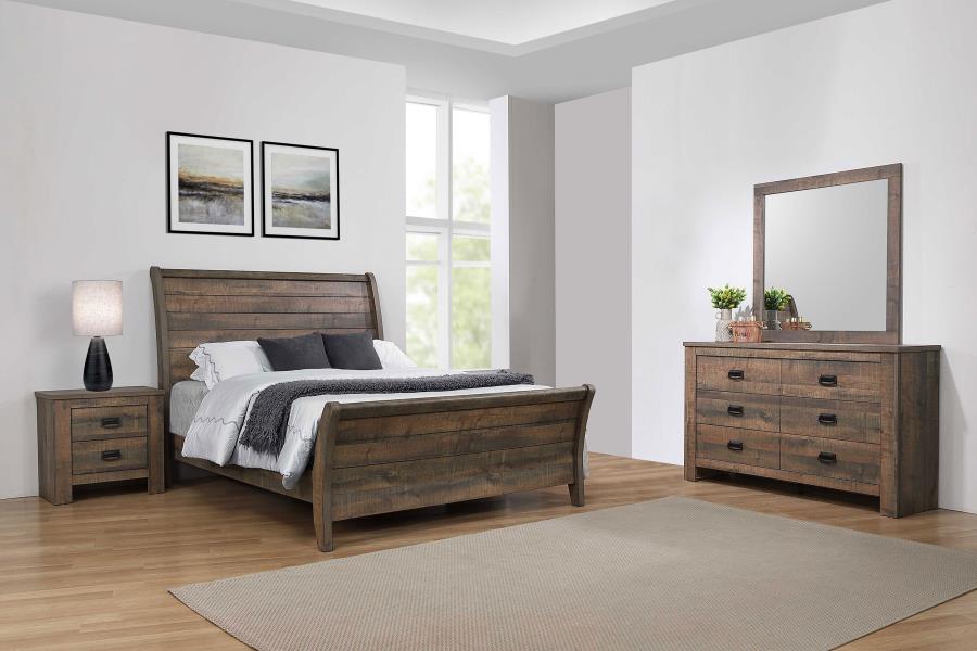 Frederick Brown Queen Bed 4 Pc Set - furniture place usa