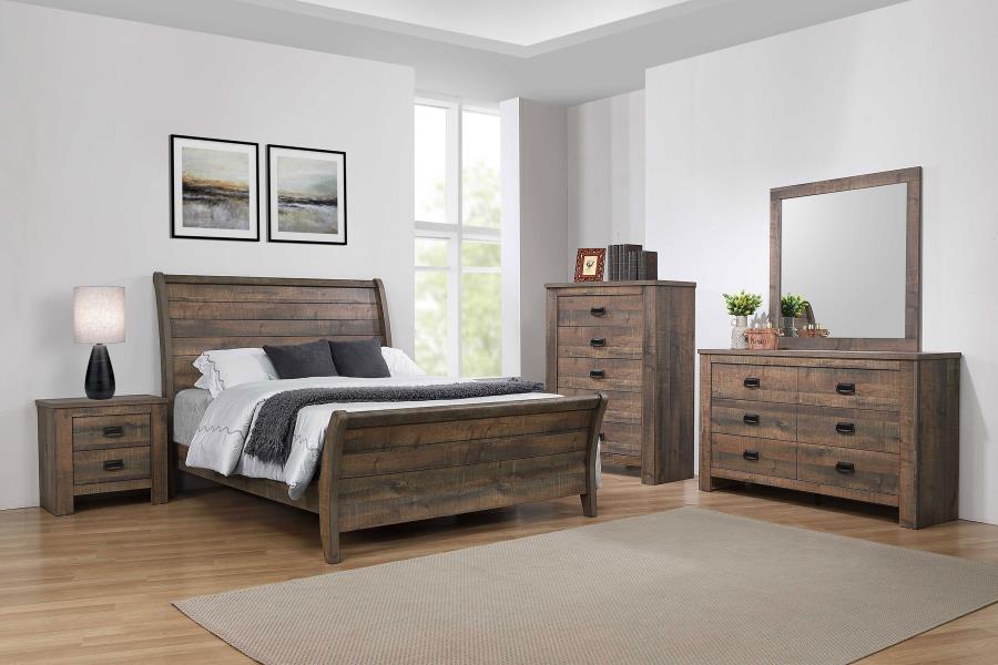 Frederick Brown Queen Bed 5 Pc Set - furniture place usa