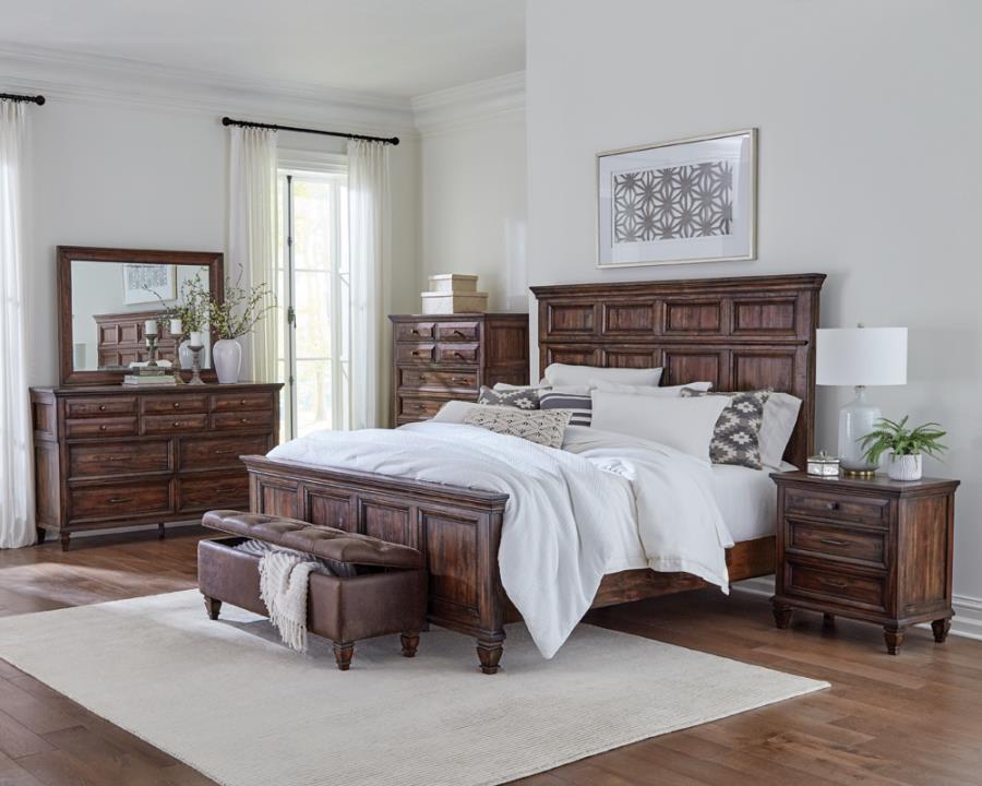 Avenue Brown Eastern King Bed 4 Pc Set - furniture place usa