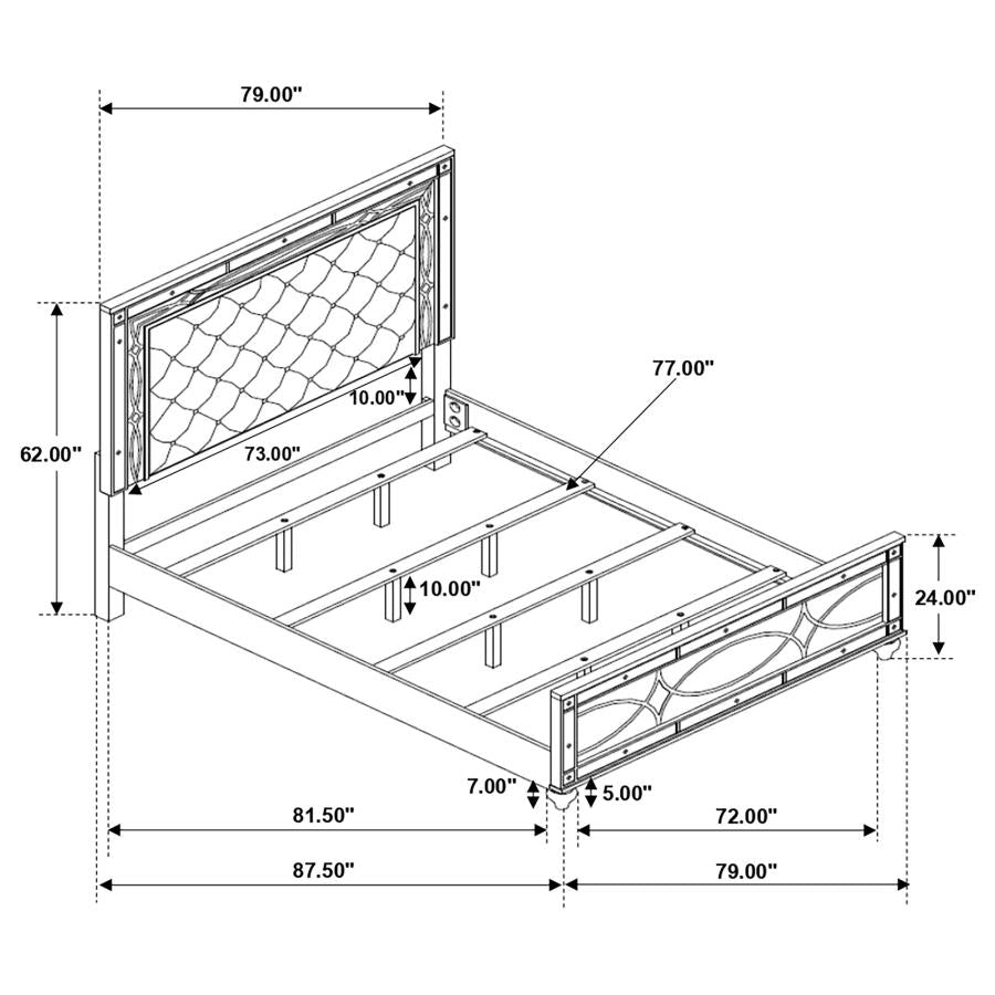 Gunnison Silver Eastern King Bed - furniture place usa