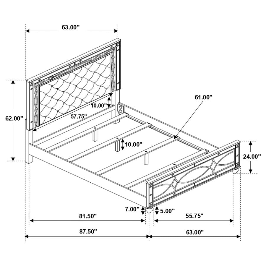 Gunnison Silver Queen Bed 4 Pc Set - furniture place usa