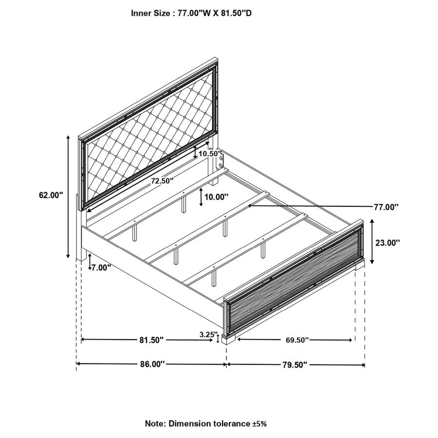 Cappola Black Eastern King Bed - furniture place usa