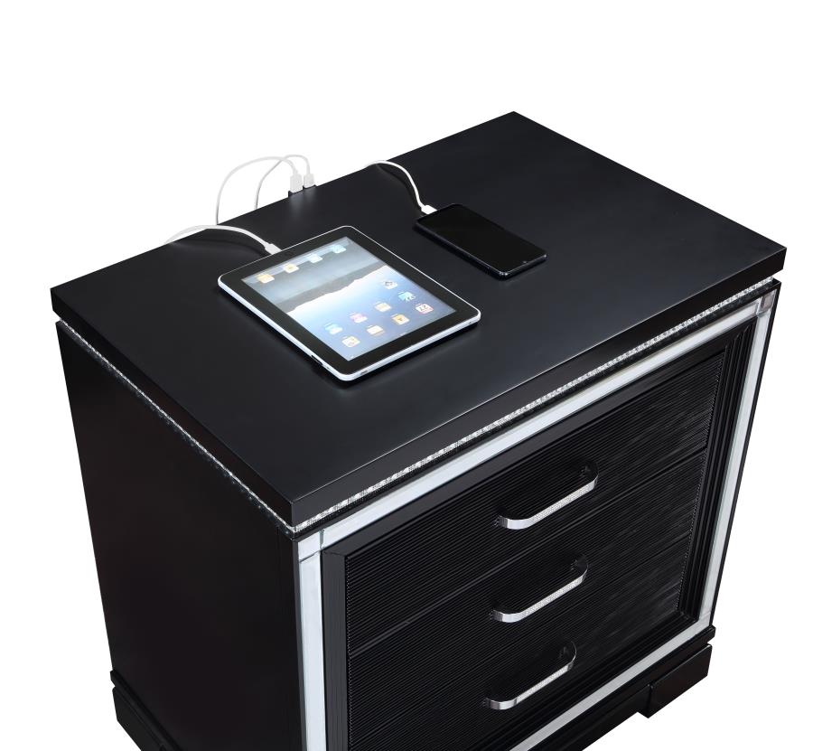 Cappola Black Nightstand - furniture place usa