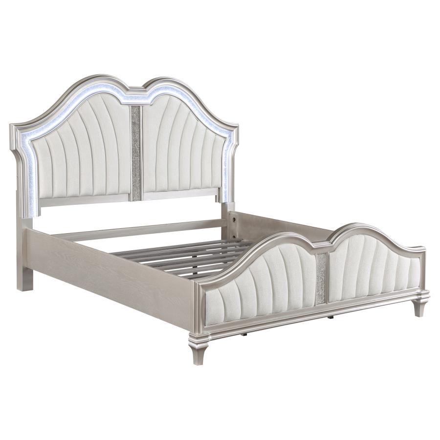 Evangeline Silver Queen Bed 5 Pc Set - furniture place usa