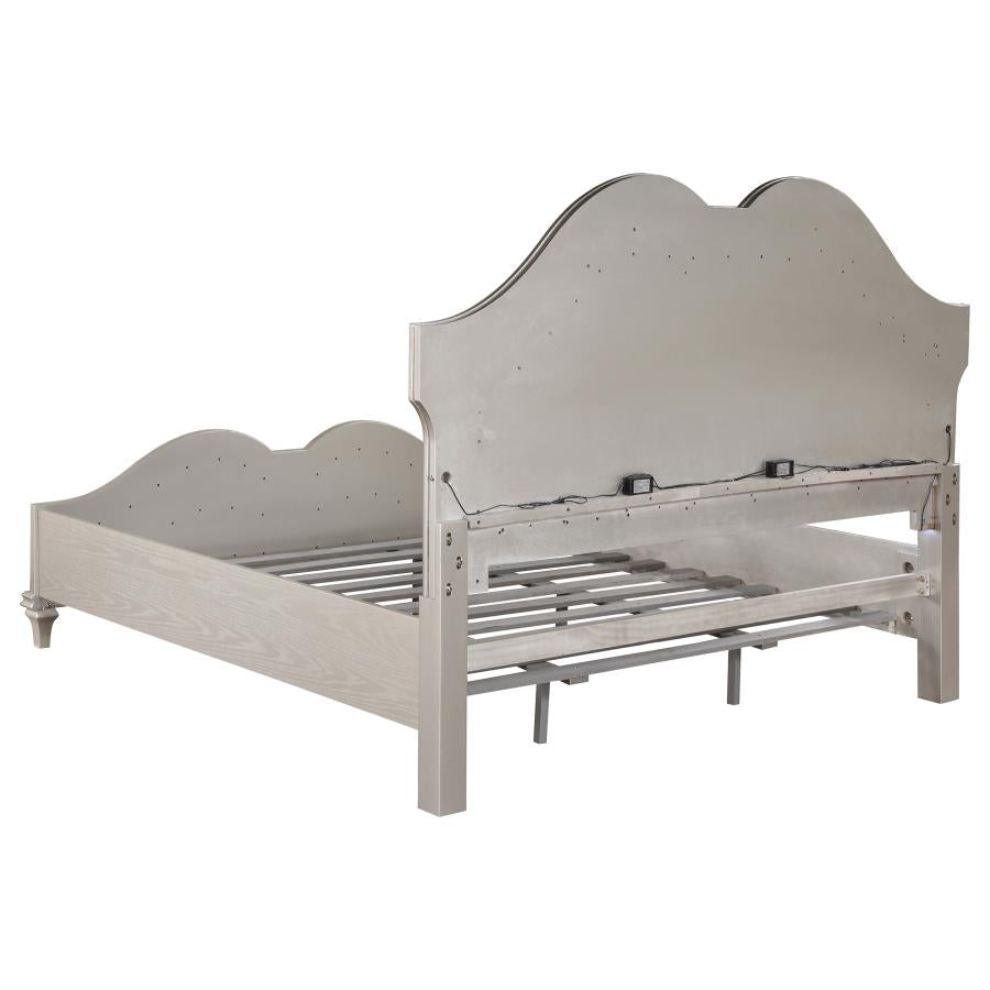 Evangeline Silver Queen Bed 5 Pc Set - furniture place usa