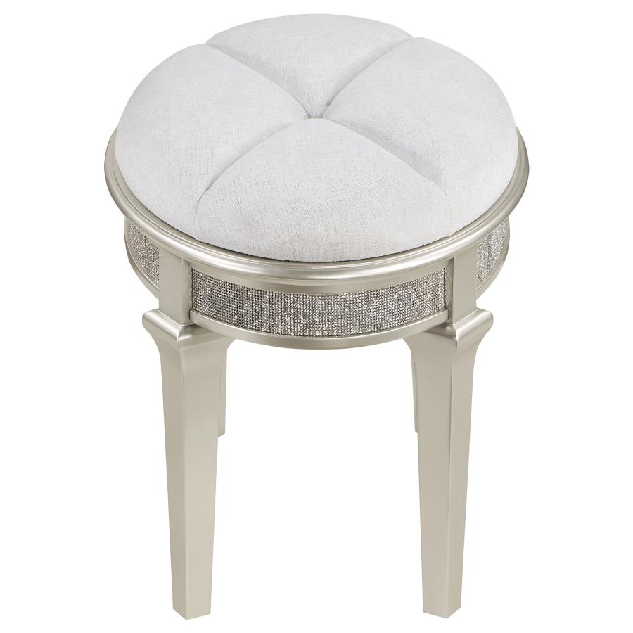 Evangeline Ivory Vanity Stool - furniture place usa