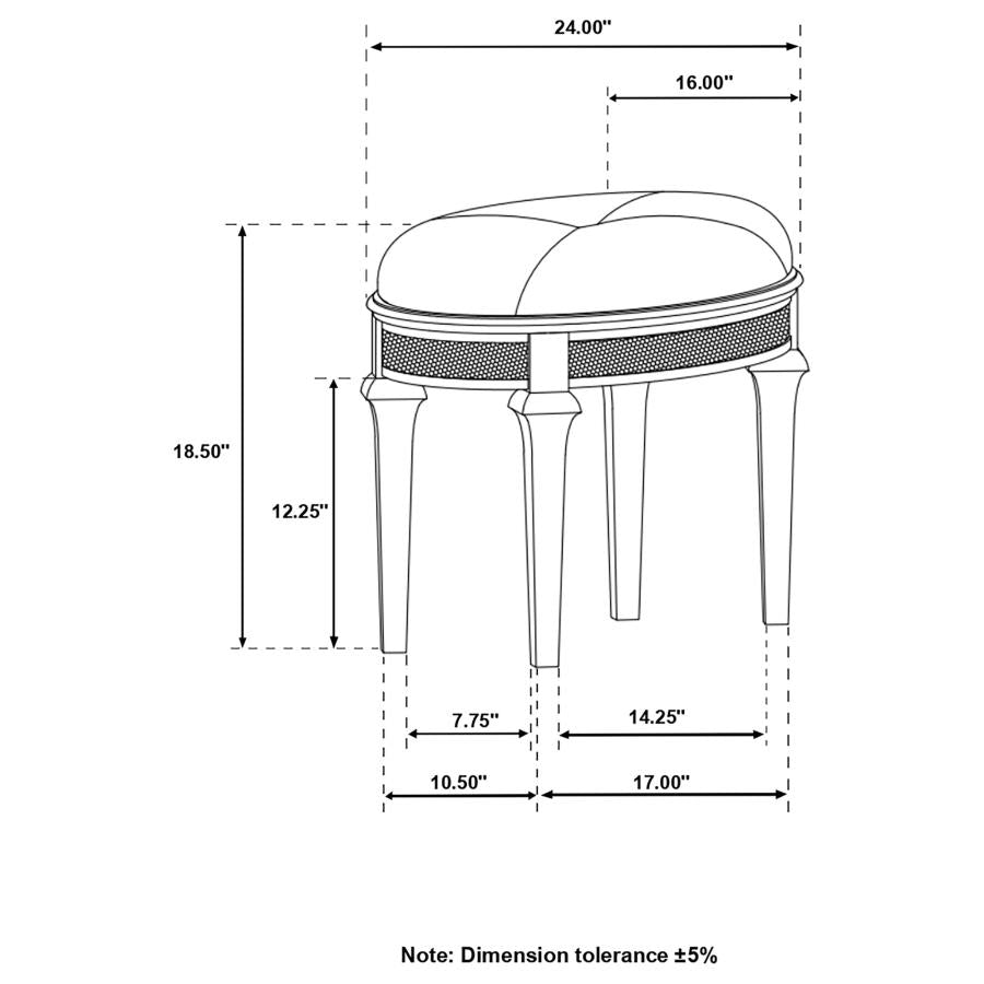 Evangeline Ivory Vanity Stool