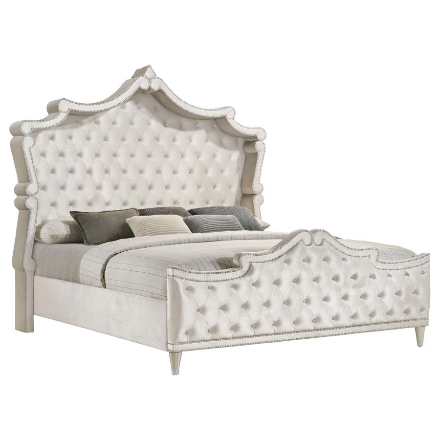 Antonella Beige Eastern King Bed 4 Pc Set - furniture place usa