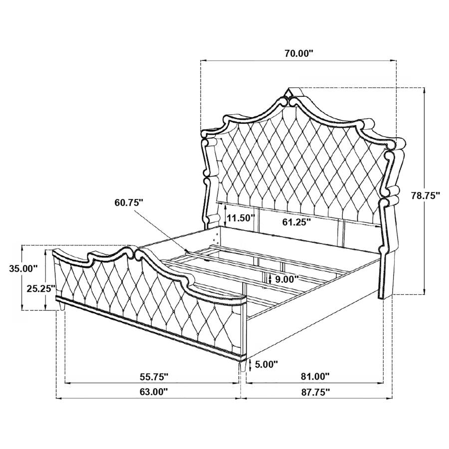 Antonella Beige Queen Bed - furniture place usa