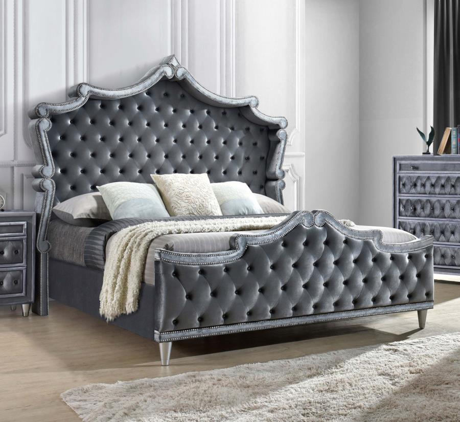 Antonella Grey Eastern King Bed - furniture place usa