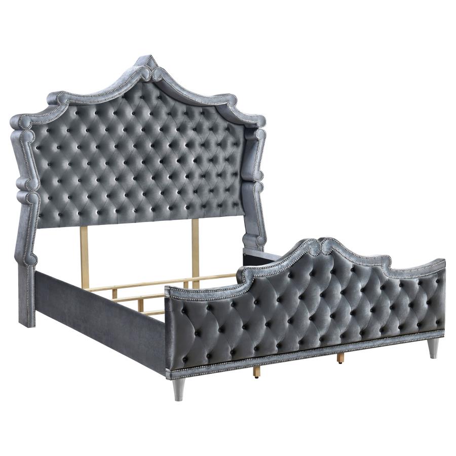 Antonella Grey Eastern King Bed - furniture place usa