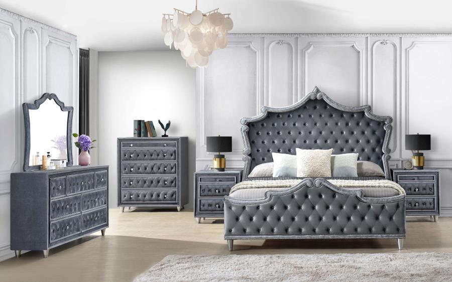 Antonella Grey Eastern King Bed - furniture place usa