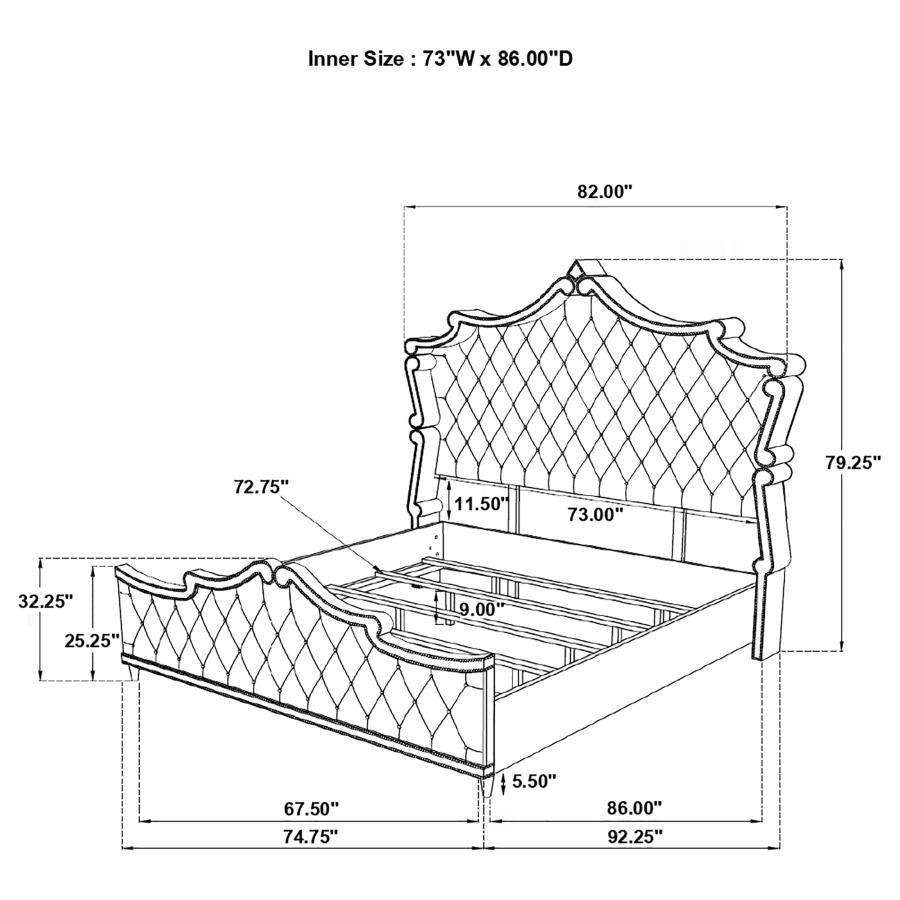 Antonella Grey California King Bed 4 Pc Set - furniture place usa