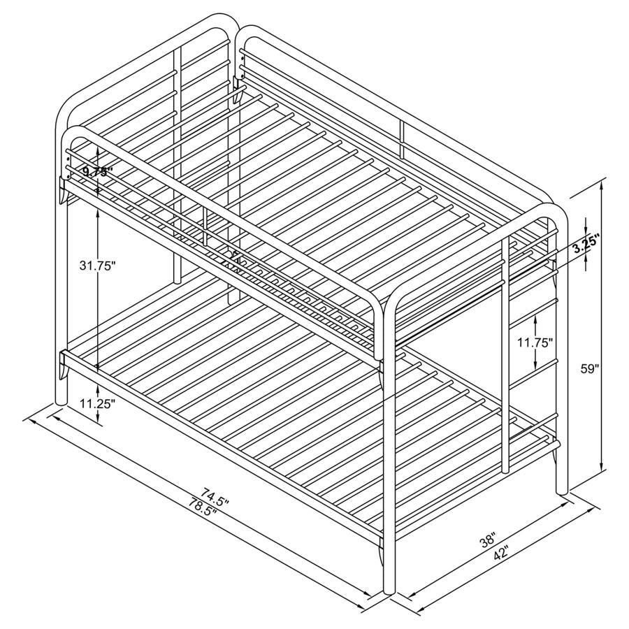 Morgan Black Twin / Twin Bunk Bed - furniture place usa