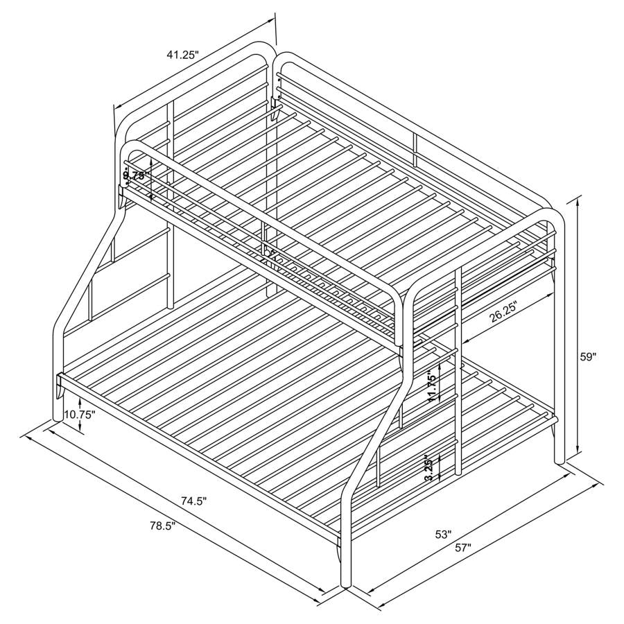 Morgan Silver Twin / Full Bunk Bed - furniture place usa