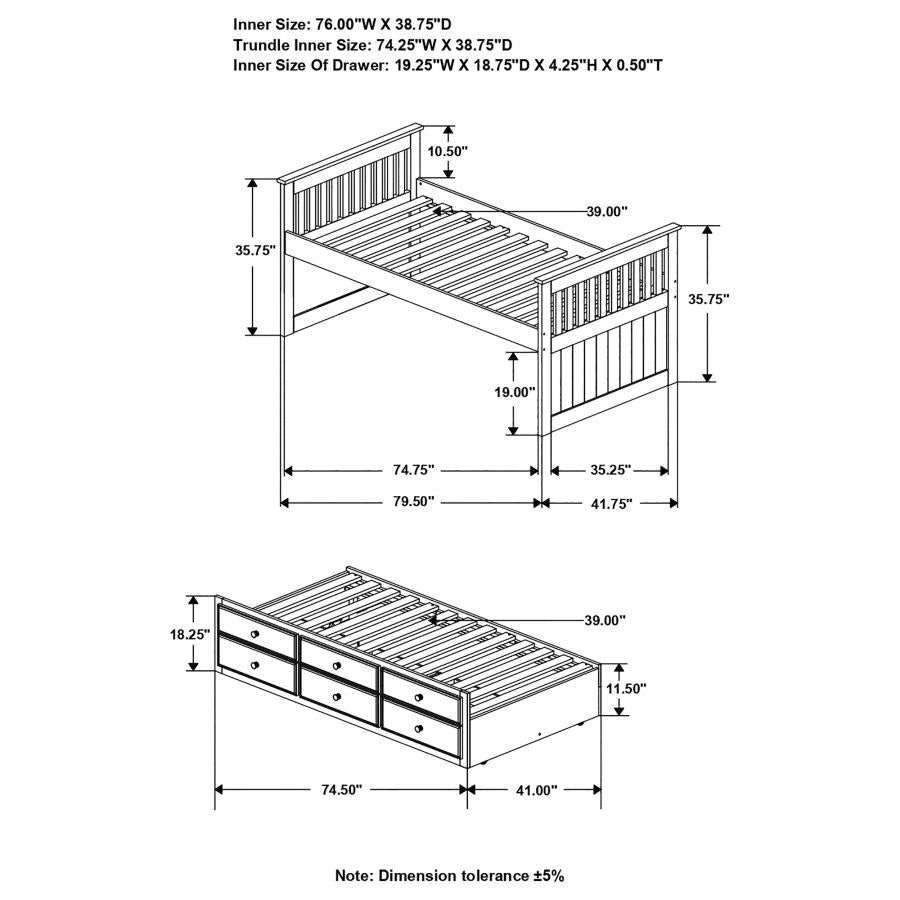 Rochford Black Twin Daybed W/ Trundle - furniture place usa