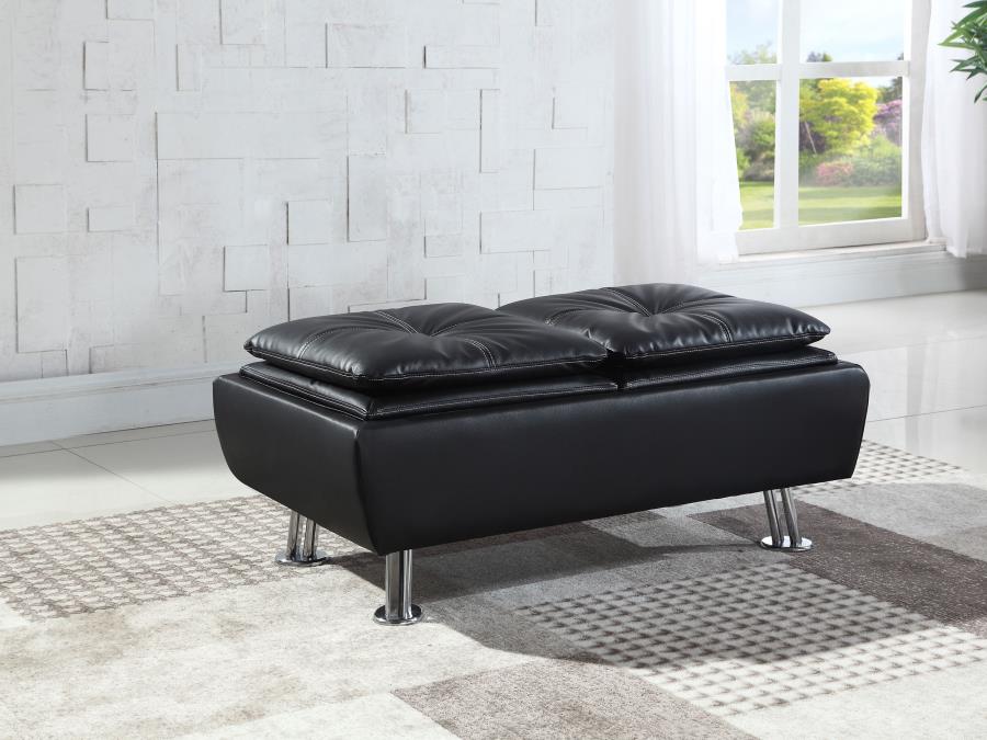 Dilleston Black Storage Ottoman - furniture place usa