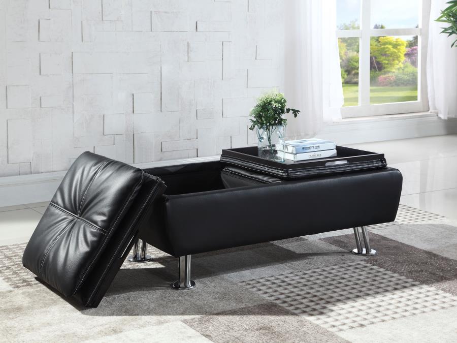 Dilleston Black Storage Ottoman - furniture place usa