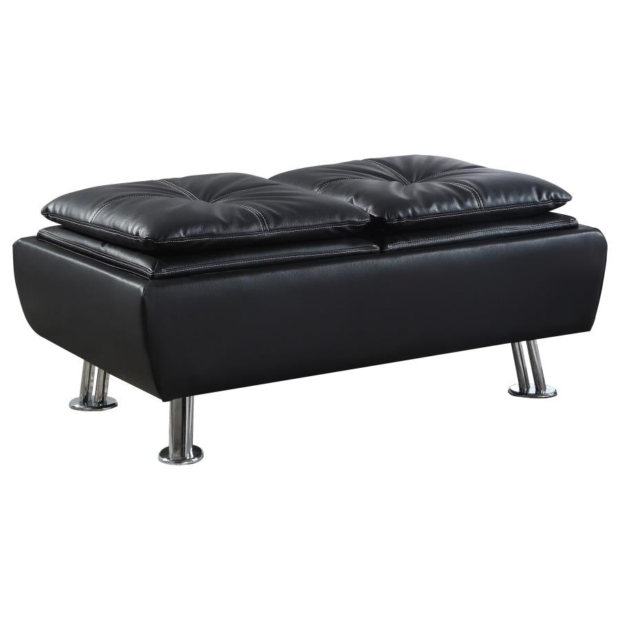 Dilleston Black Storage Ottoman - furniture place usa