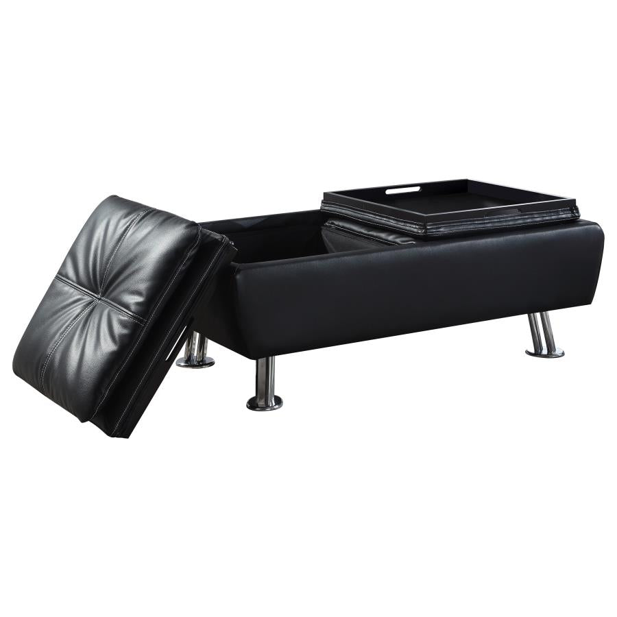 Dilleston Black Storage Ottoman - furniture place usa