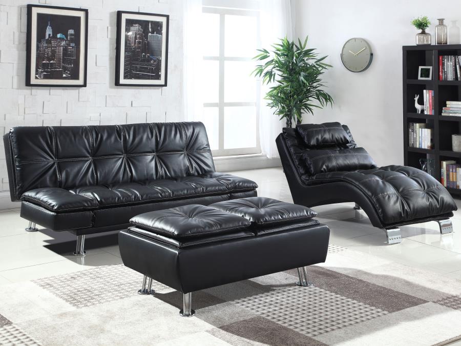 Dilleston Black Storage Ottoman - furniture place usa