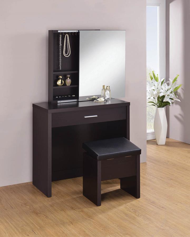 Harvey Brown Vanity Table & Mirror - furniture place usa