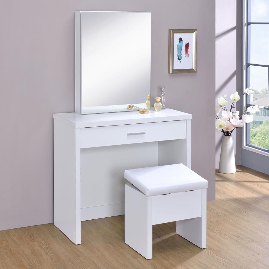 Harvey White Vanity Table & Mirror - furniture place usa