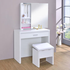 Harvey White Vanity Table & Mirror - furniture place usa