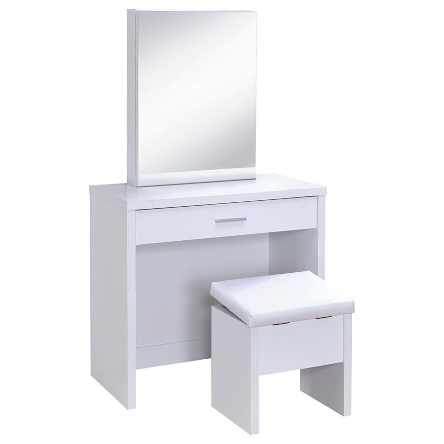 Harvey White Vanity Table & Mirror - furniture place usa