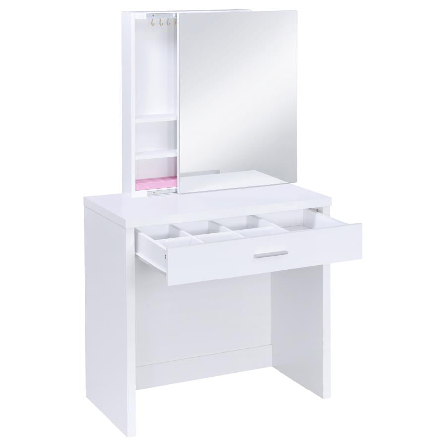 Harvey White Vanity Table & Mirror - furniture place usa