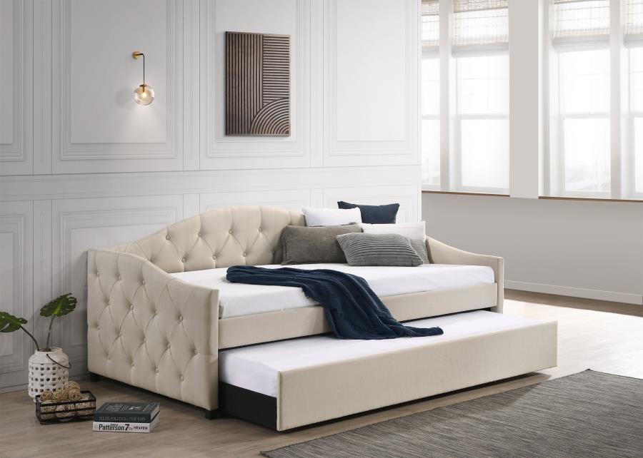 Sadie Beige Twin Daybed W/ Trundle - furniture place usa