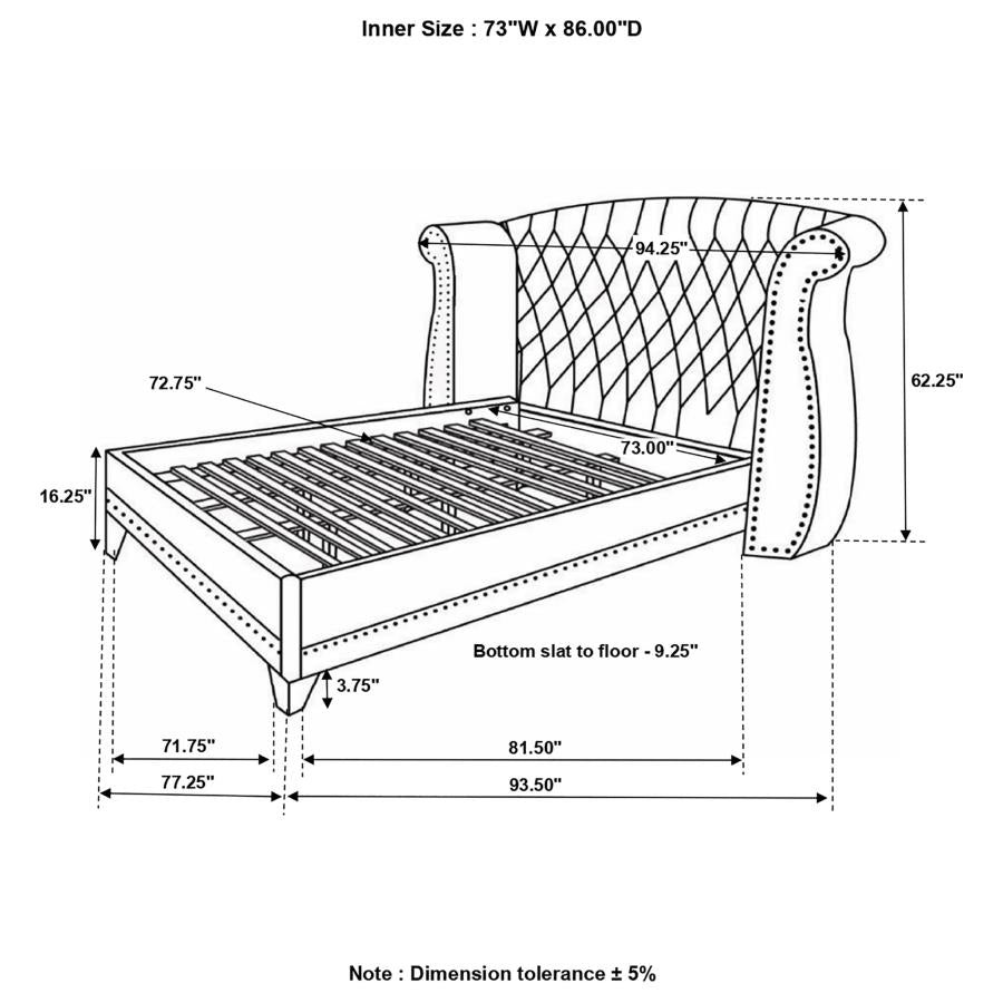 Barzini Black California King Bed - furniture place usa