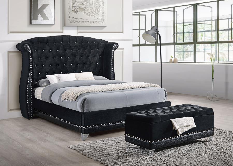 Barzini Black California King Bed - furniture place usa