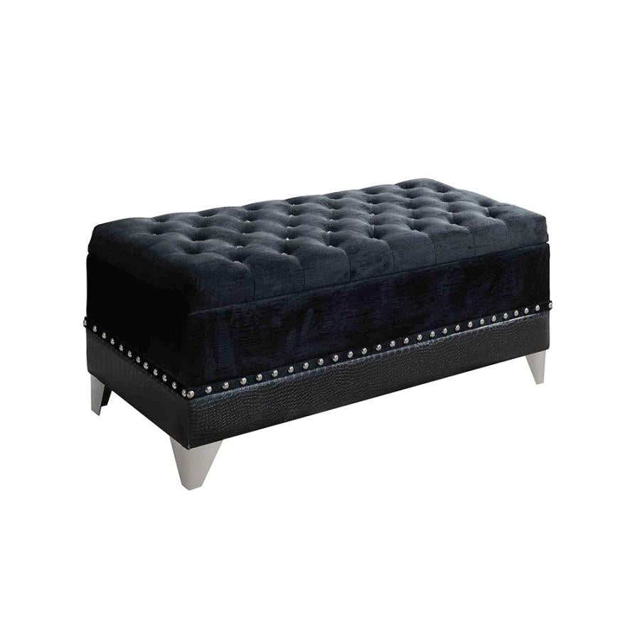 Barzini Black Storage Bench - furniture place usa