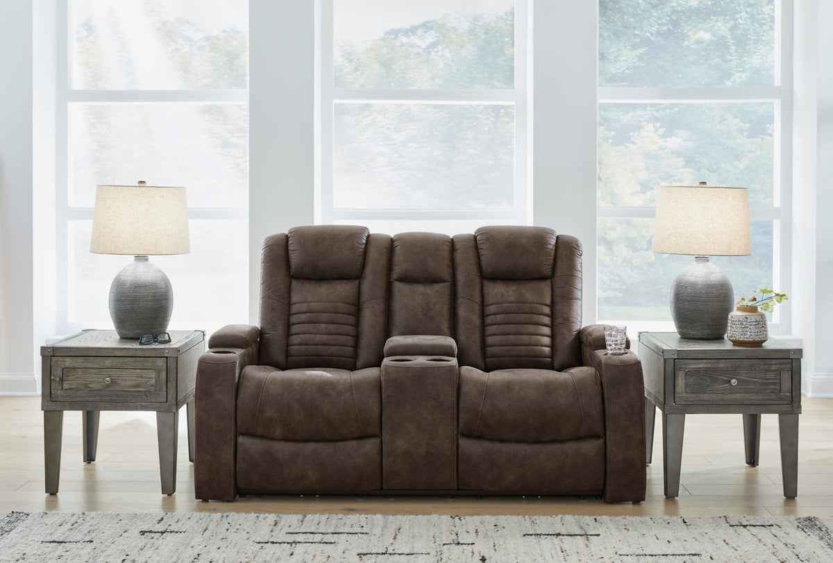 Soundcheck Power Reclining Loveseat with Console - furniture place usa
