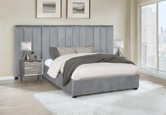 Arles Grey Eastern King Bed W/ Wing Panel - furniture place usa