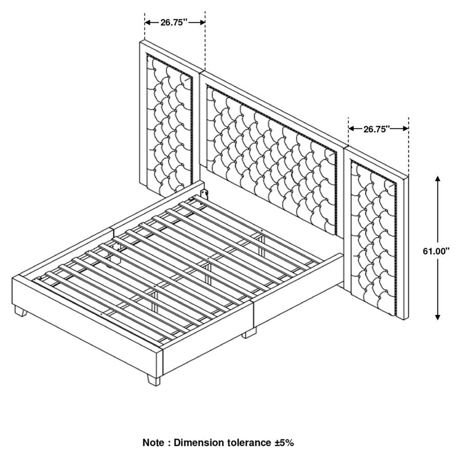 Hailey Black Eastern King Bed W/ Wing Panel - furniture place usa