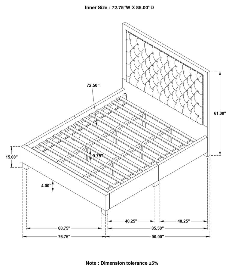 Hailey Black California King Bed W/ Wing Panel - furniture place usa