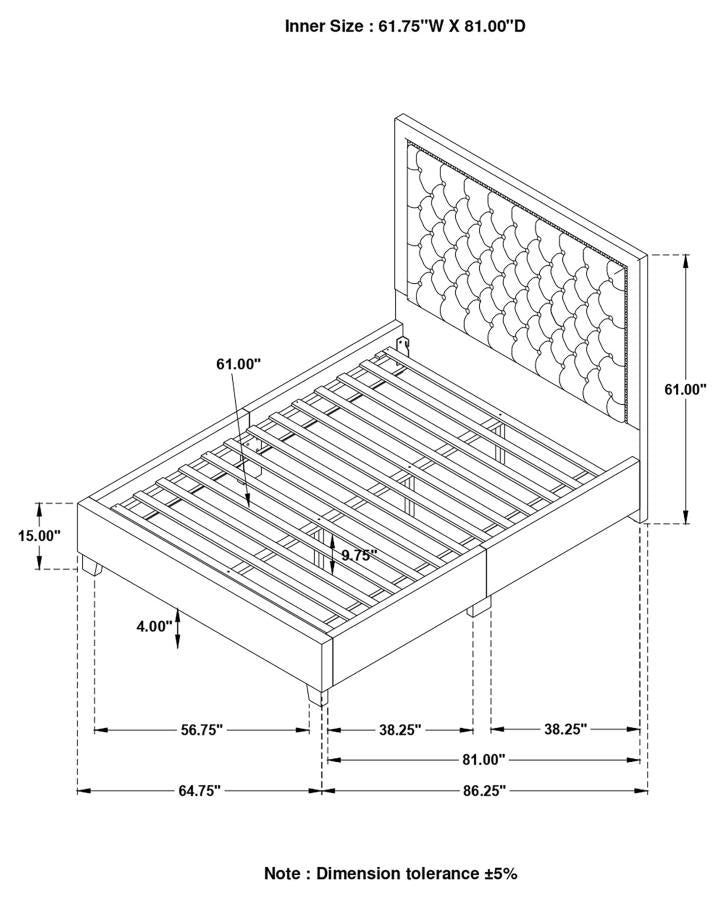 Hailey Black Queen Bed W/ Wing Panel - furniture place usa