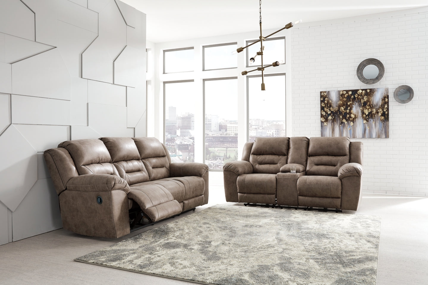Stoneland Reclining Sofa and Loveseat - furniture place usa
