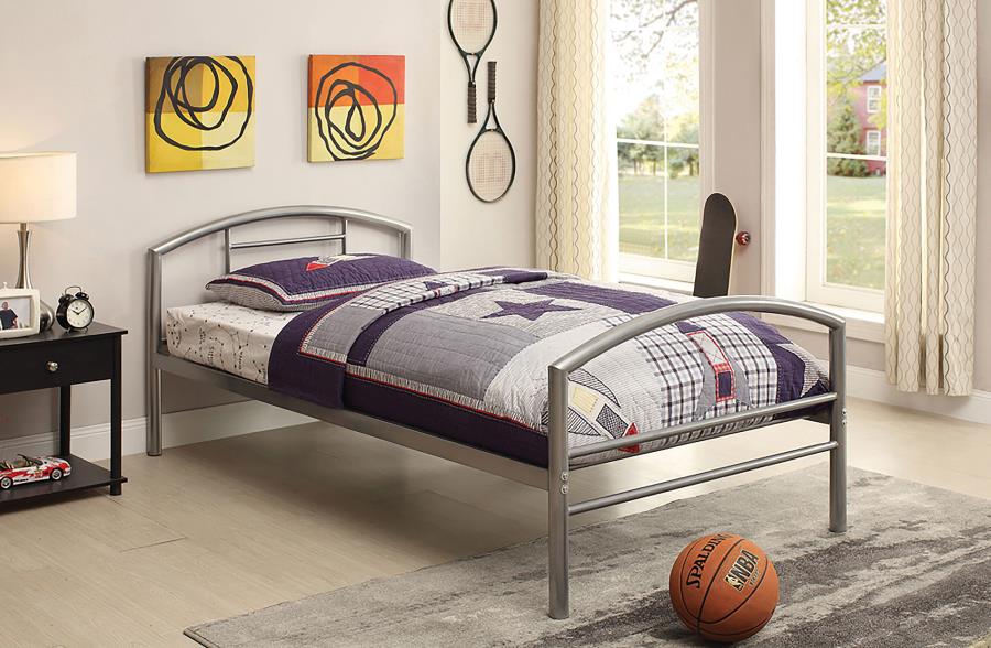 Baines Silver Twin Bed - furniture place usa