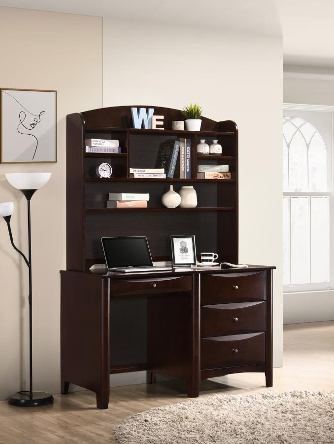 Phoenix Brown Computer Desk W/ Hutch - furniture place usa