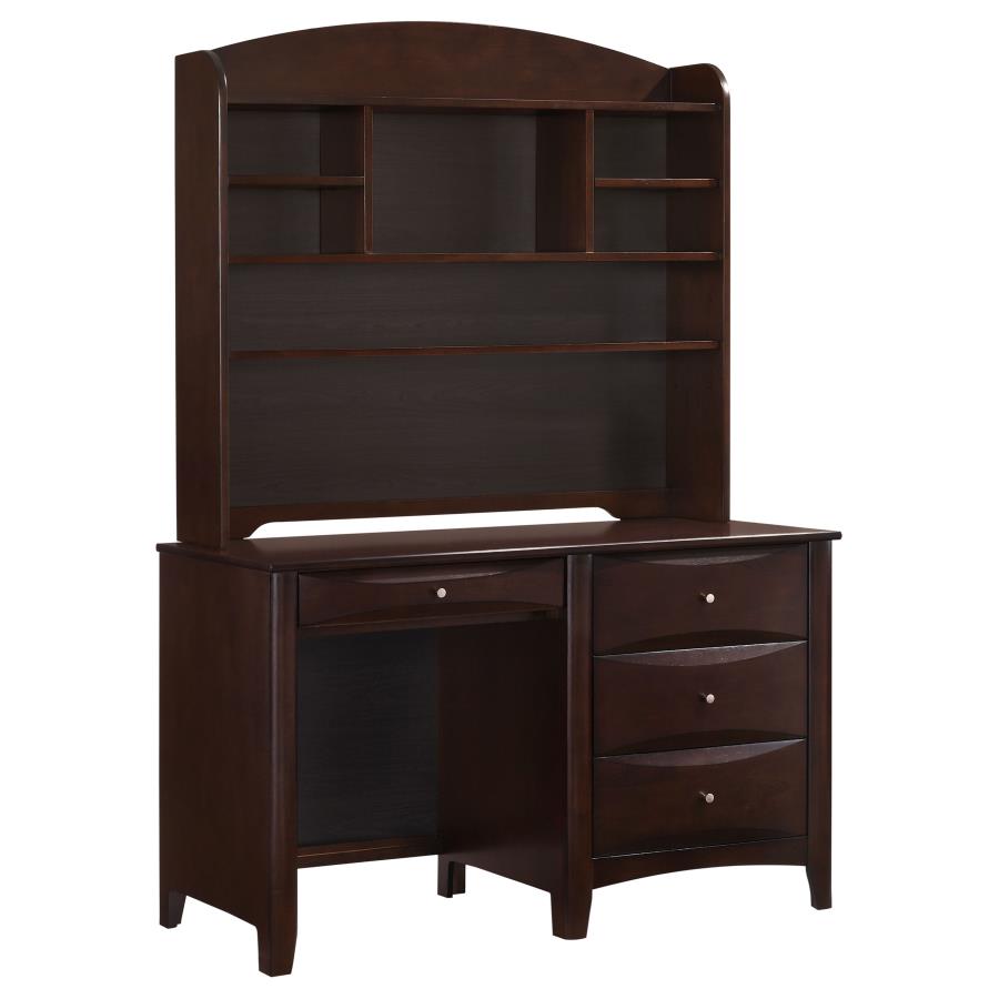 Phoenix Brown Computer Desk W/ Hutch - furniture place usa