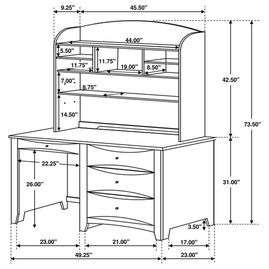 Phoenix Brown Computer Desk W/ Hutch - furniture place usa