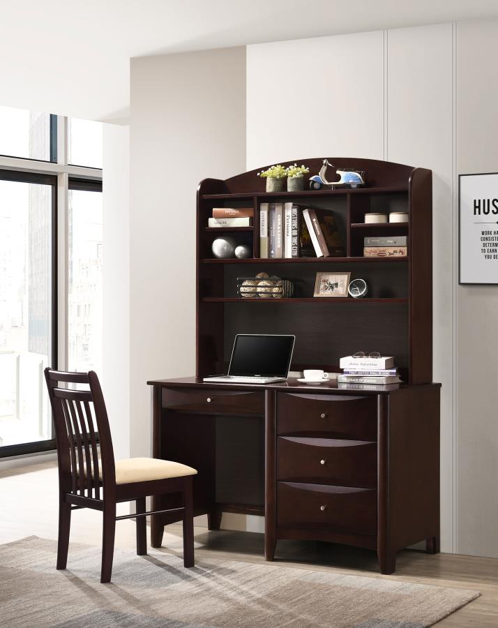 Phoenix Brown Computer Desk W/ Hutch - furniture place usa