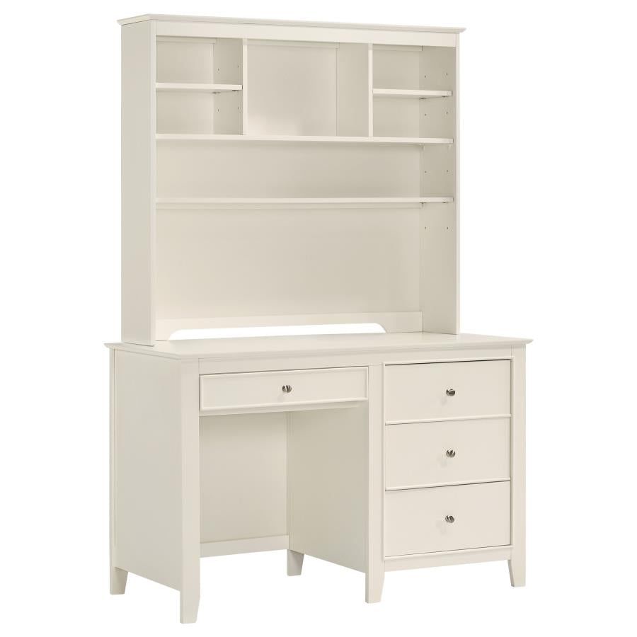 Selena Ivory Computer Desk W/ Hutch - furniture place usa